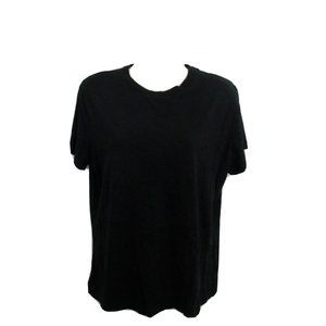 A New Day Top Shell Sz Large Black Round Neck Short Sleeve Career Basic Stretch